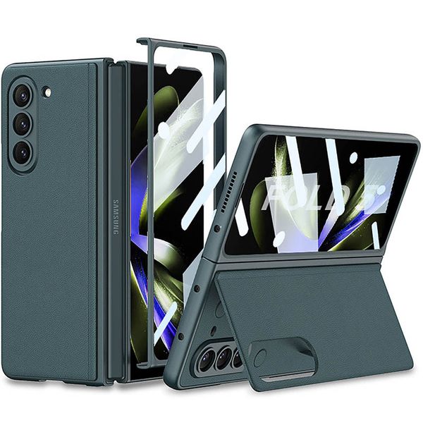 Шкіряний чохол GKK 360 + Glass з підставкою для Samsung Galaxy Z Fold5 65654 фото