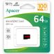 Карта памяти Apacer microSDXC (UHS-1) 64Gb class 10 V10 A1 R100MB/s (без адаптера) 72698 фото 2