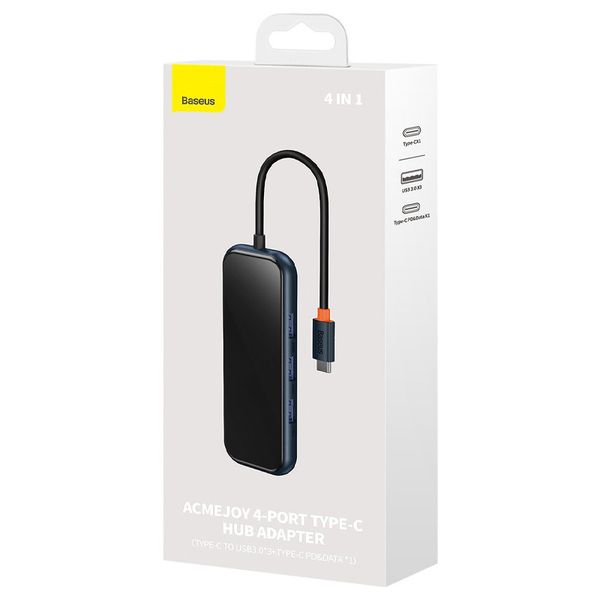 Перехідник Baseus Hub AcmeJoy 4-Port Type-C (USB3.0*3+Type-C PD&Data*1) (WKJZ) 63727 фото