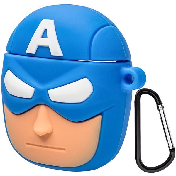 Силиконовый футляр Marvel & DC series для наушников AirPods 1/2 + карабин 36242 фото