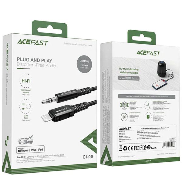 Перехідник Acefast MFI C1-06 Lightning to 3.5mm aluminum alloy 65920 фото