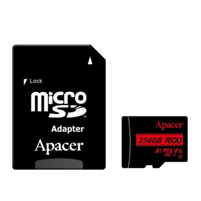 Карта пам'яті Apacer microSDXC (UHS-1) 256Gb class 10 V10 A1 R100MB/s + SD adapter 72702 фото