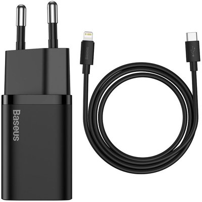 СЗУ Baseus Super Si Quick Charger 1C 20W + кабель Type-C to Lightning (TZCCSUP-B) 48652 фото