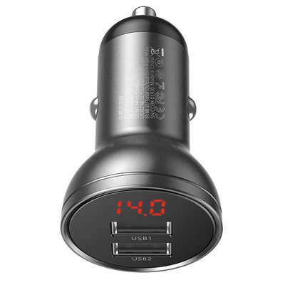 АЗП Baseus Digital Display Dual USB 4.8A Car Charger 24W (CCBX) 38717 фото