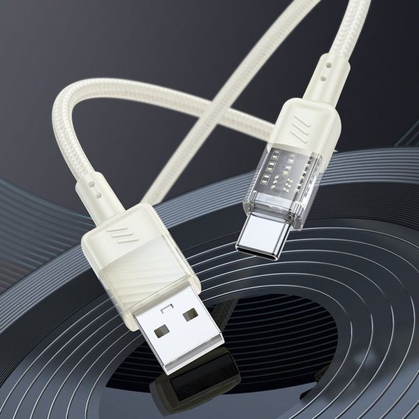 Дата кабель Hoco U129 Spirit Transparent USB to Type-C 3A (1.2m) 71082 фото