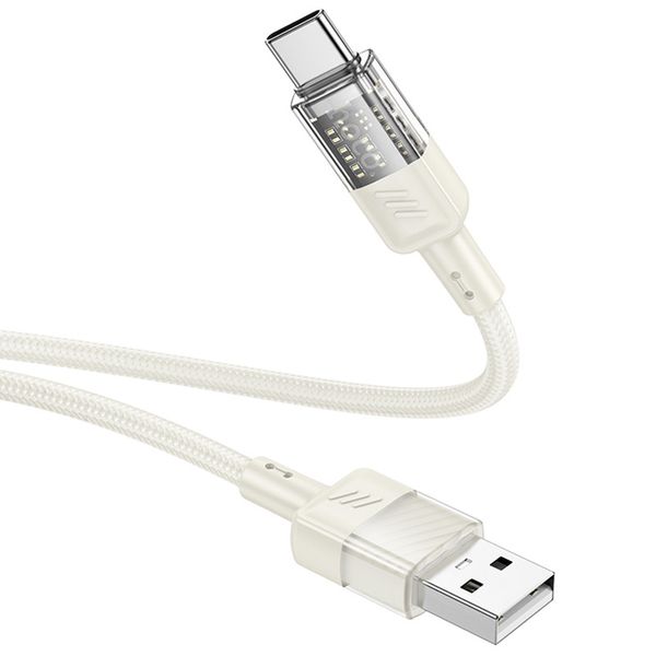 Дата кабель Hoco U129 Spirit Transparent USB to Type-C 3A (1.2m) 71082 фото