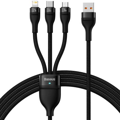 Дата кабель Baseus Flash Series 2 USB to MicroUSB-Lightning-Type-C 66W (1.2m) (CASS04000) 63678 фото