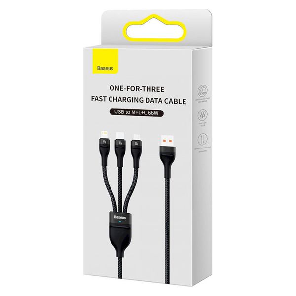 Дата кабель Baseus Flash Series 2 USB to MicroUSB-Lightning-Type-C 66W (1.2m) (CASS04000) 63678 фото