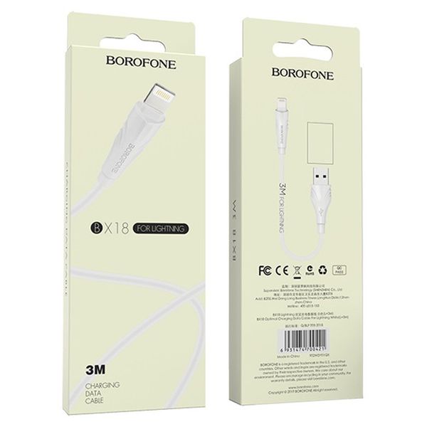 Дата кабель Borofone BX18 Optimal USB to Lightning (3m) 56880 фото