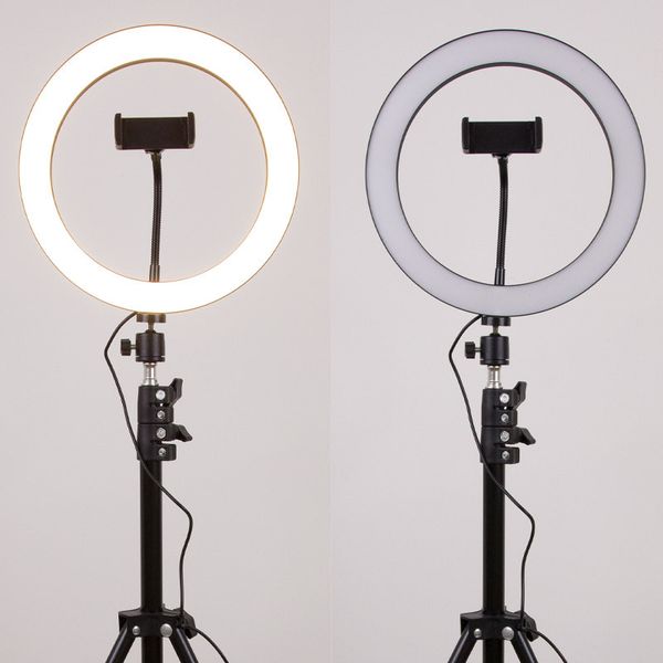 Кольцевая светодиодная LED лампа Flat Ring 10" + tripod 2.1m 65939 фото