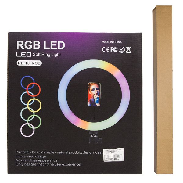 Кільцева світлодіодна LED лампа RGB Arc Ring 10" + tripod 2.1m 65944 фото