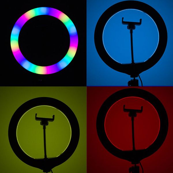 Кільцева світлодіодна LED лампа RGB Arc Ring 10" + tripod 2.1m 65944 фото