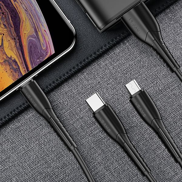 АЗП Usams C13 2.1A Dual USB + U35 3IN1 Charging Cable (1m) 34561 фото