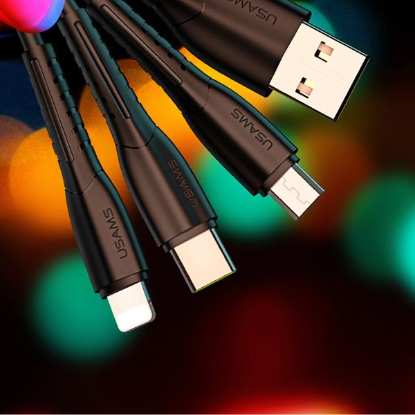 АЗП Usams C13 2.1A Dual USB + U35 3IN1 Charging Cable (1m) 34561 фото