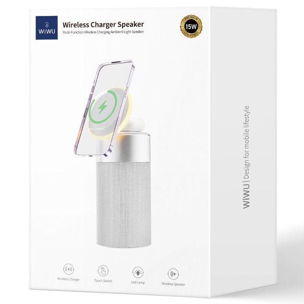 БЗП WIWU Wi-W022 3 in 1 Wireless Charger+Bluetooth Speaker 68523 фото