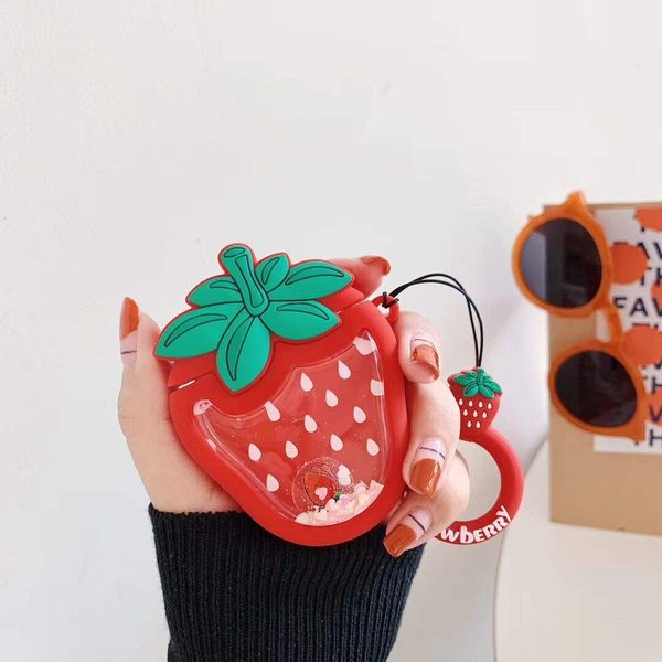 Силіконовий футляр Fruits series with Sparkles & Water для навушників AirPods 1/2 + кільце 31932 фото