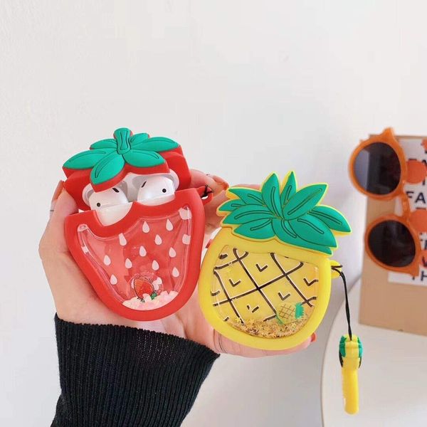 Силиконовый футляр Fruits series with Sparkles & Water для наушников AirPods 1/2 + кольцо 31932 фото