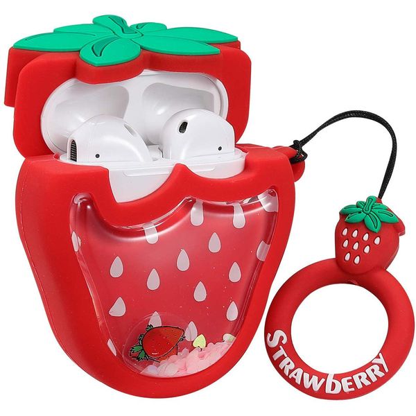 Силіконовий футляр Fruits series with Sparkles & Water для навушників AirPods 1/2 + кільце 31932 фото