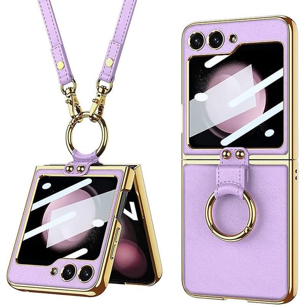 Уценка Кожаный чехол GKK with ring and strap для Samsung Galaxy Z Flip5 66409 фото