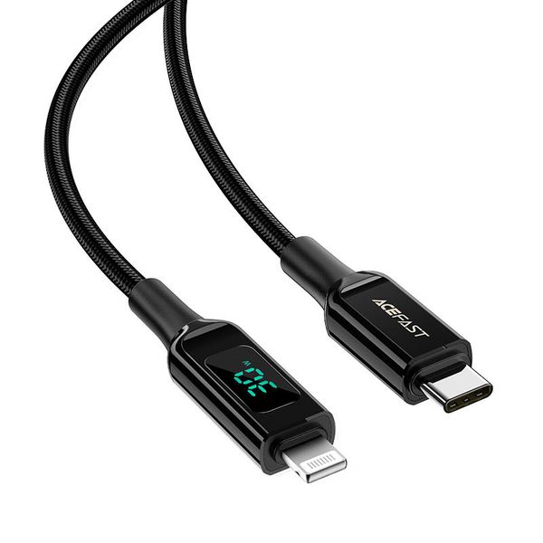 Дата кабель Acefast MFI C6-01 USB-C to Lightning zinc alloy digital display braided (1.2m) 65908 фото