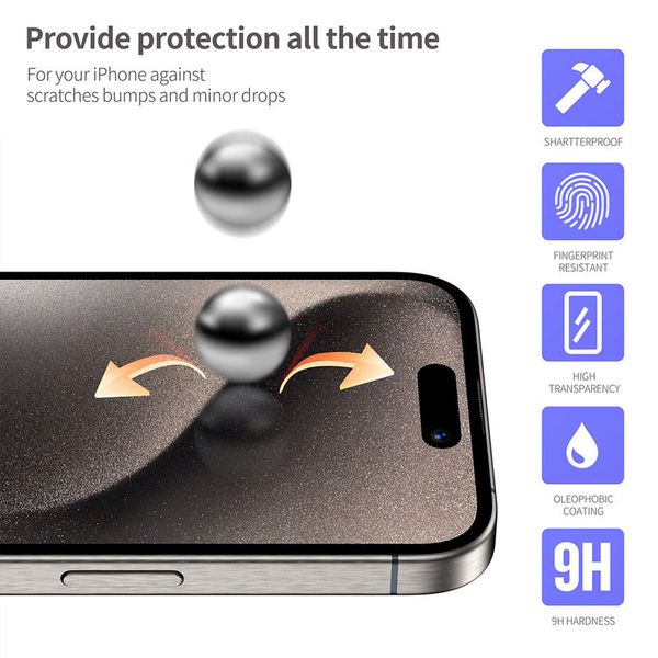 Захисне 3D скло Blueo Hot Bending для Apple iPhone 15 Pro (6.1") 71026 фото