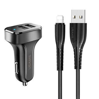 АЗУ Usams C13 2.1A Dual USB + U35 Lightning cable (1m) 36189 фото