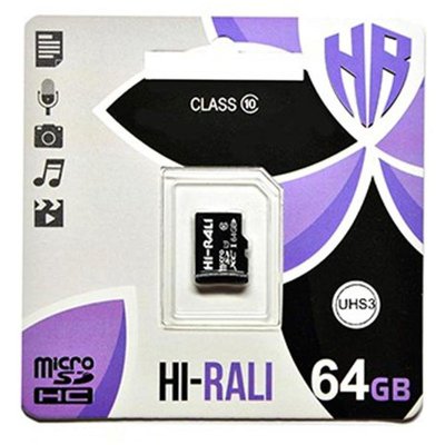 Карта пам'яті Hi-Rali microSDXC (UHS-3) 64 GB Card Class 10 без адаптера 42034 фото