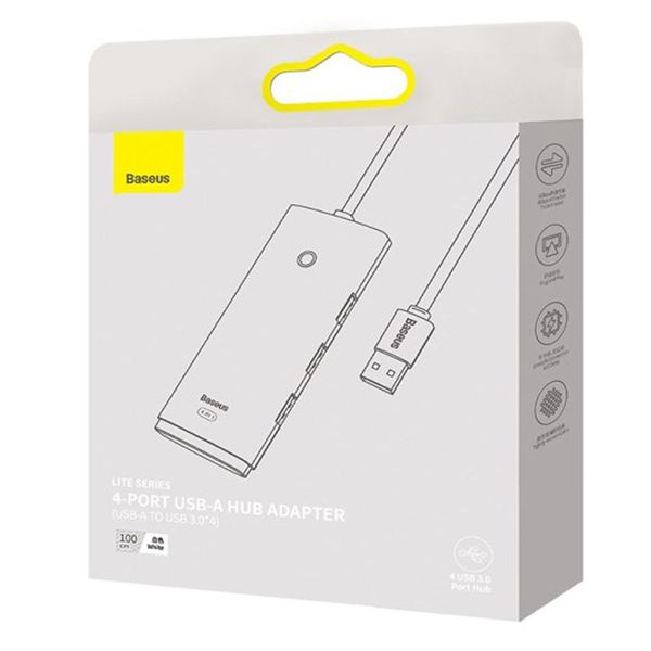 Переходник HUB Baseus Lite Series 4-Port USB-A HUB Adapter (USB-A to USB 3.0*4) 25cm (WKQX) 57578 фото