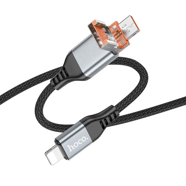 Дата кабель Hoco U128 Viking 2in1 USB/Type-C to Lightning (1m) 67569 фото