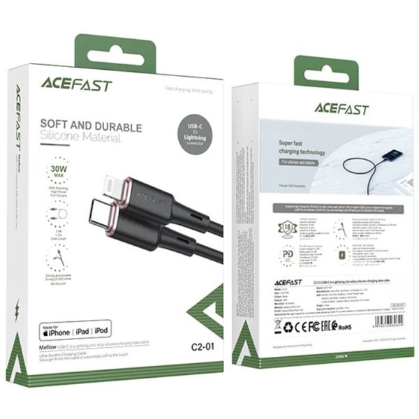 Дата кабель Acefast MFI C2-01 USB-C to Lightning zinc alloy silicone (1.2m) 65915 фото