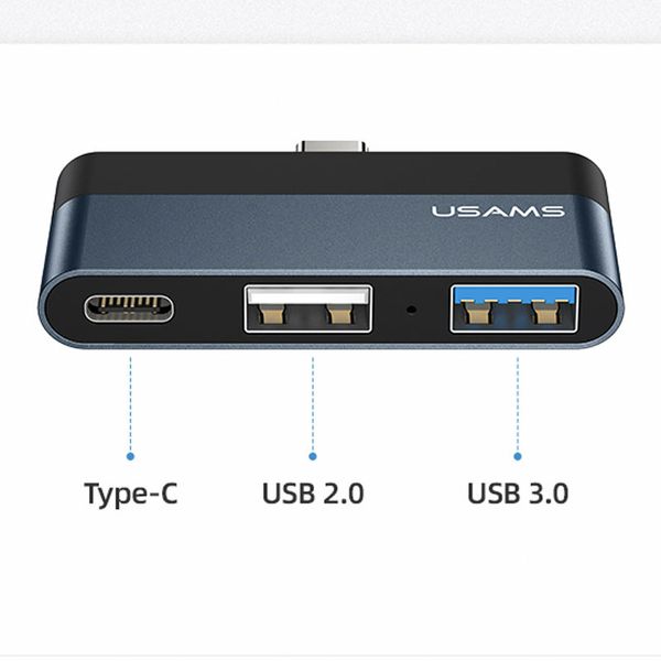 Перехідник HUB Usams US-SJ490 Type-C Mini Hub (2USB port + Type-C) 49254 фото