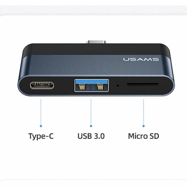 Перехідник HUB Usams US-SJ491 Type-C Mini Hub (Type-C + USB + Micro SD) 49255 фото